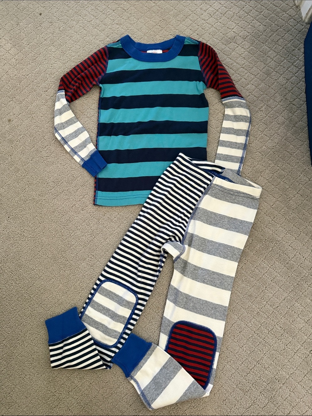 Hanna Andersson Multi-Stripe Blue & Red Kids Pajama Set